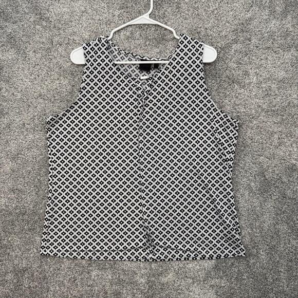 Vintage 90s Rafaells Sleeveless Blouse Sz XL Geometric Retro Mod Business Casual - Picture 1 of 7